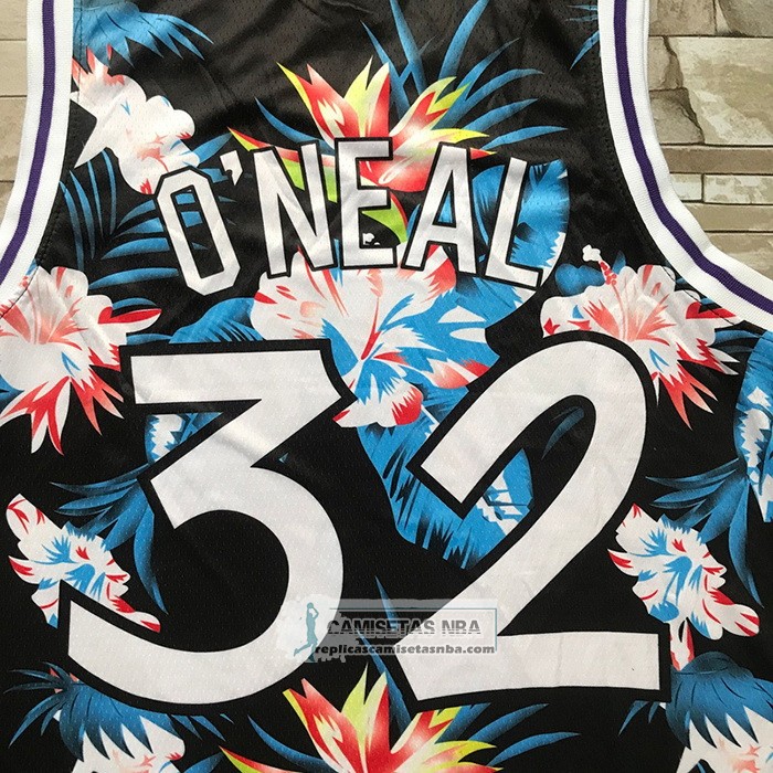 Camiseta Orlando Magic Shaquille O'neal NO 32 Floral Fashion Negro
